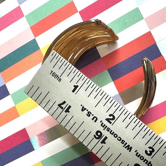 Wide Gold tone Wire  wide Wrap Cuff Bracelet - Picture 5 of 8